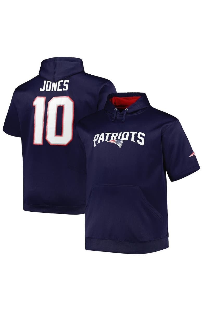 PROFILE Men's Mac Jones Navy New England Patriots Big & Tall Short Sleeve Pullover Hoodie, Main, color, 