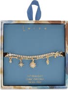 Leith Cubic Zirconia Sunburst Charm Layered Bracelet