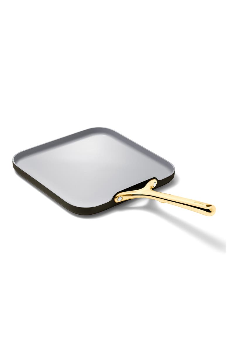 11" Ceramic Nonstick Square Griddle, Main, color, BLACK/ GOLD