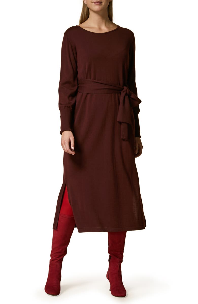 Marina Rinaldi Giorno Long Sleeve Wool Blend Dress, Main, color,