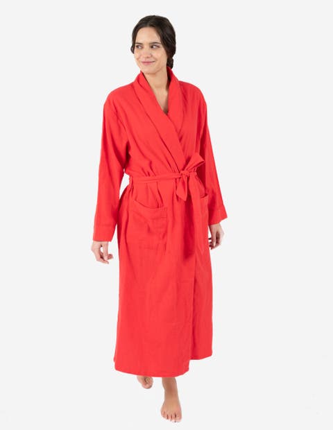 Women's Flannel Robe, 100% Cotton