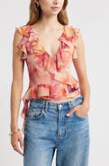 Open Edit Sleeveless Ruffle Top