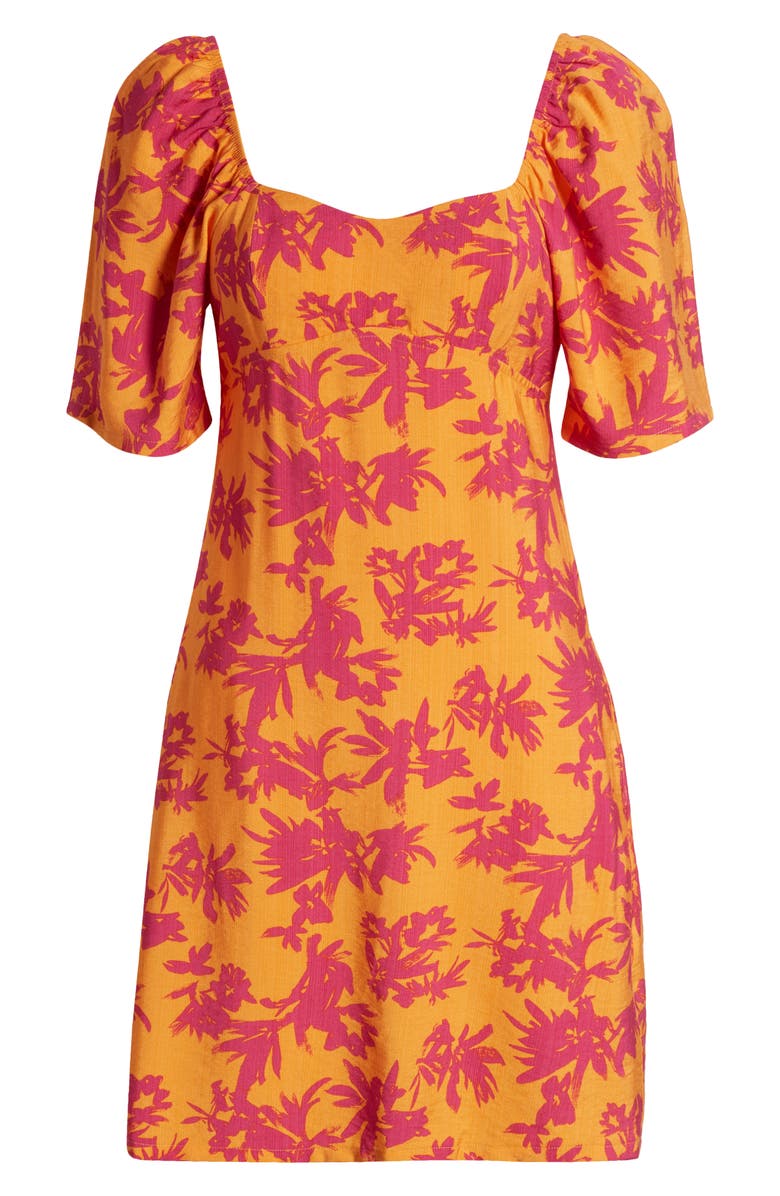 Loveappella Floral Print Puff Shoulder Dress, Alternate, color, Fuchsia