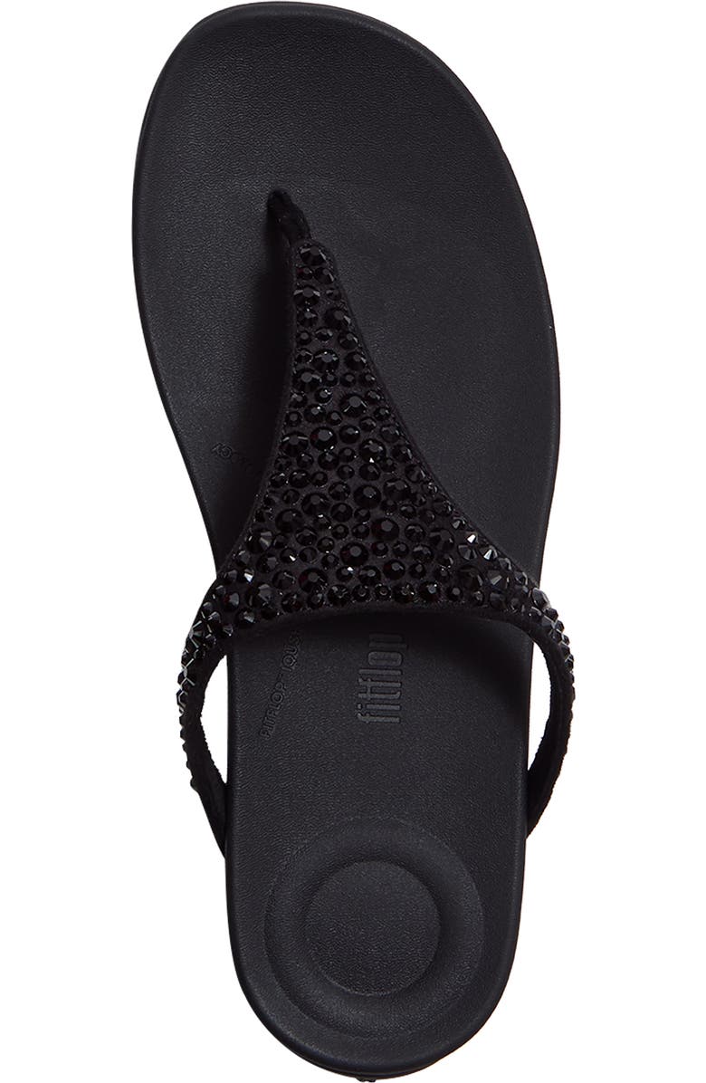 FitFlop Solay Mixed-Crystal Toe-Post Sandals, Alternate, color, Black