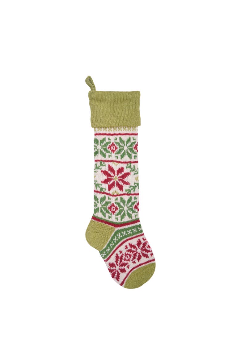 Woodland Deer Knit Stocking, Main, color, Green