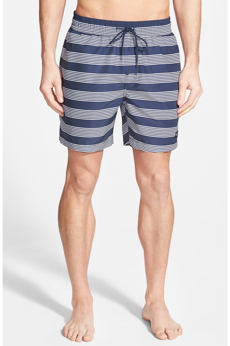 'Stripe Grannis' Swim Trunks, Alternate, color, NAVY STRIPE