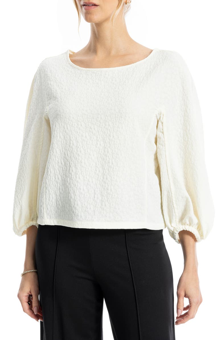 MAX STUDIO Floral Textured Balloon Sleeve Top, Main, color, Natural