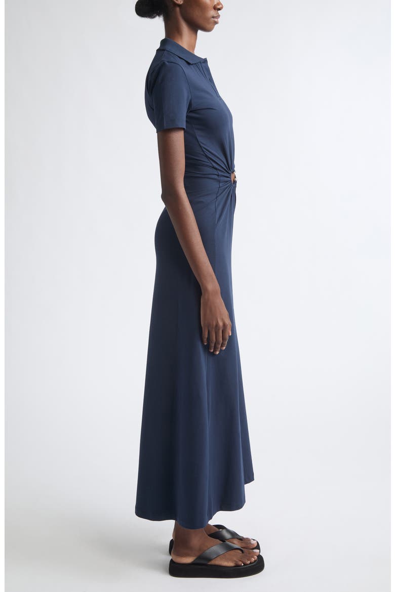 Piercing Cotton Jersey Polo Dress, Alternate, color, DEEP NAVY