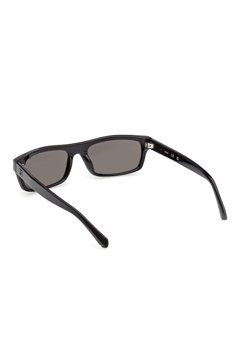 Rectangular Sunglasses, Alternate, color, SHINY BLACK / SMOKE