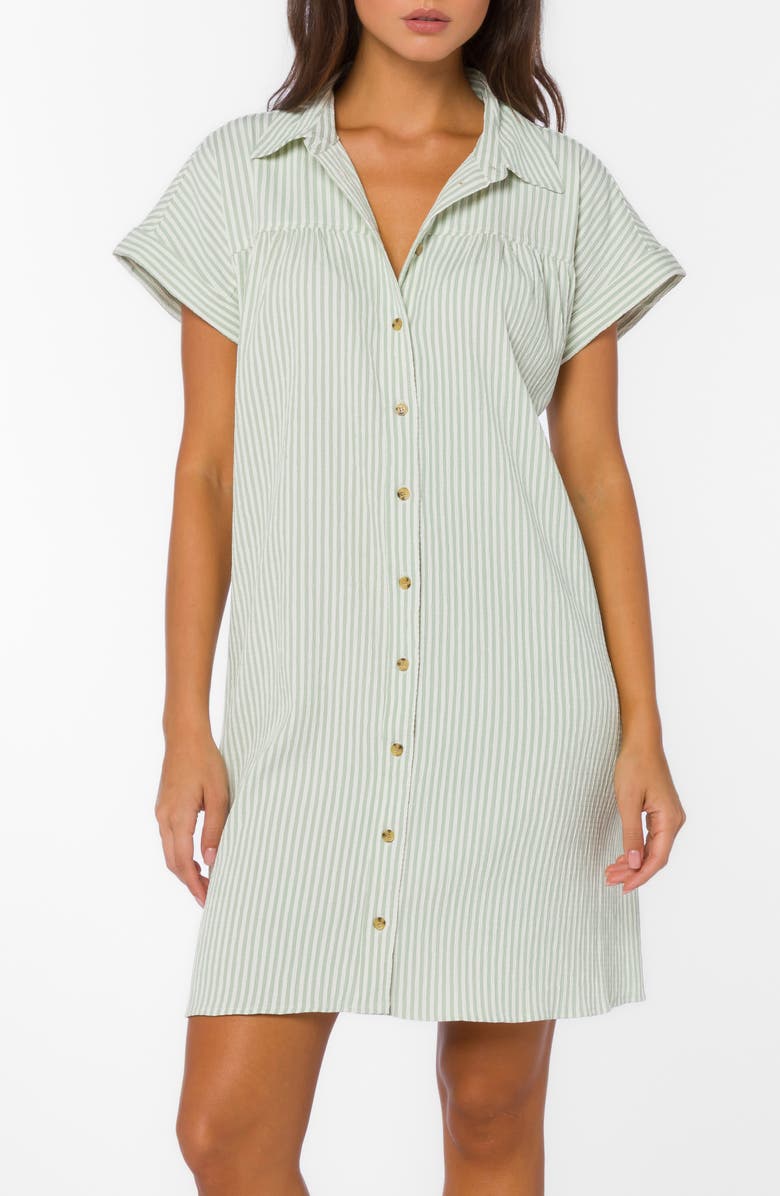 VELVET HEART Stripe Short Sleeve Seersucker Mini Shirtdress, Alternate, color, 