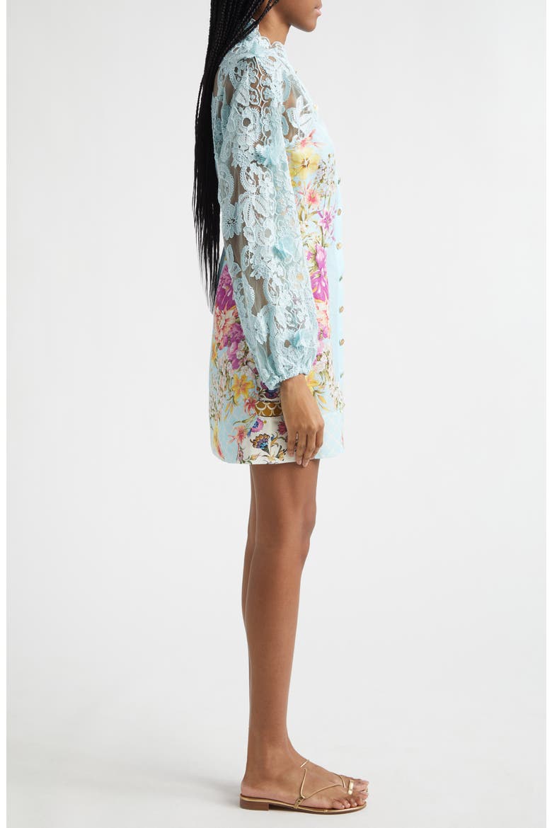 Bazaar Blooms Long Sleeve Linen & Silk Shirtdress, Alternate, color, BAZAAR BLOOMS