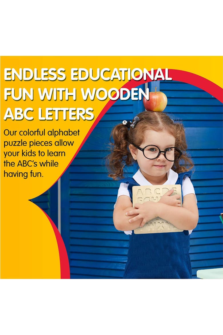 Wooden Chunky Alphabet Puzzle for Toddlers, Preschoolers, Alternate, color, Pink