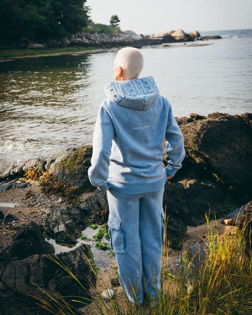 Samii Ryan Believe Cargo Sweatpants In Blue