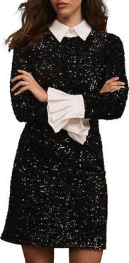 MINT VELVET Sequin Mini Shirt Dress