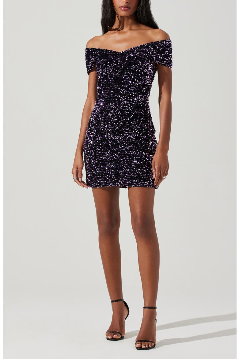Victoria Off the Shoulder Body-Con Minidress, Alternate, color, PURPLE