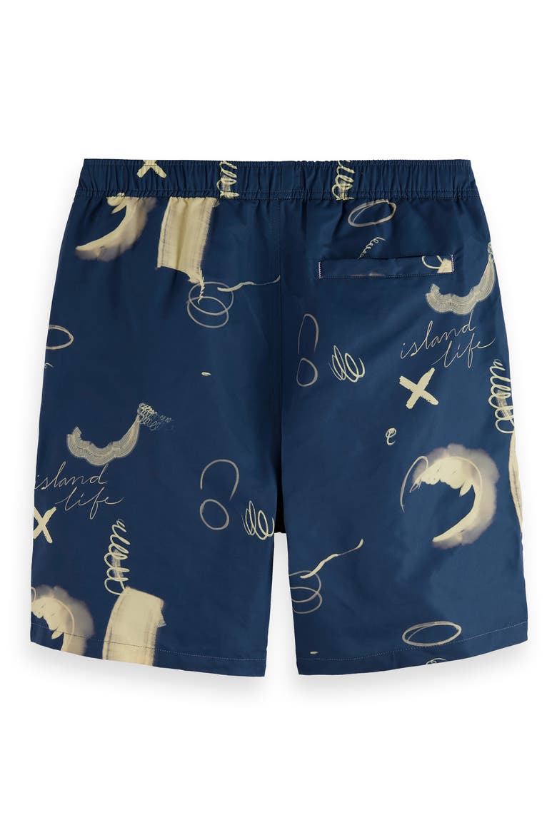 Abstract Print Swim Trunks, Alternate, color, ABSTRACTS ATLANTIC BLUE