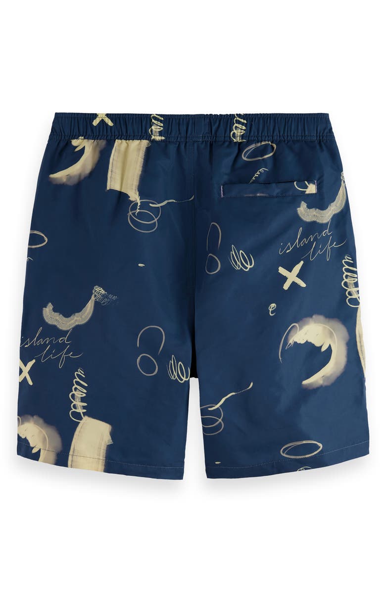 Scotch & Soda Abstract Print Swim Trunks, Alternate, color, Abstracts Atlantic Blue