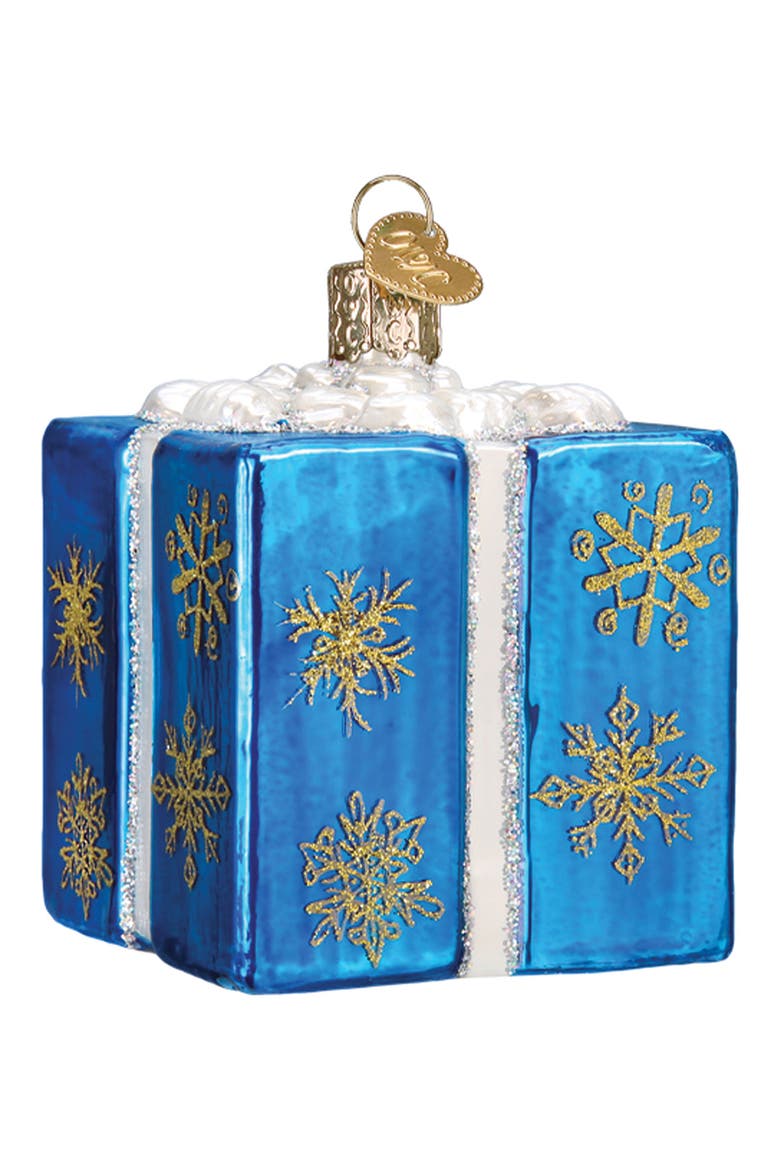 Hanukkah Gift Box Glass Ornament, Main, color, BLUE