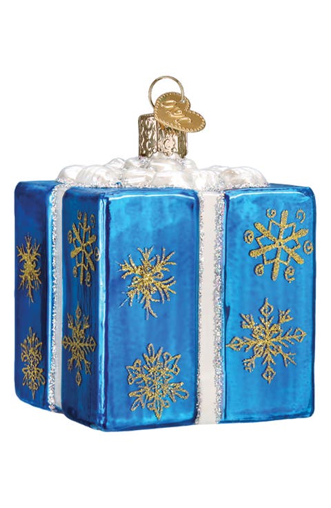 Hanukkah Gift Box Glass Ornament