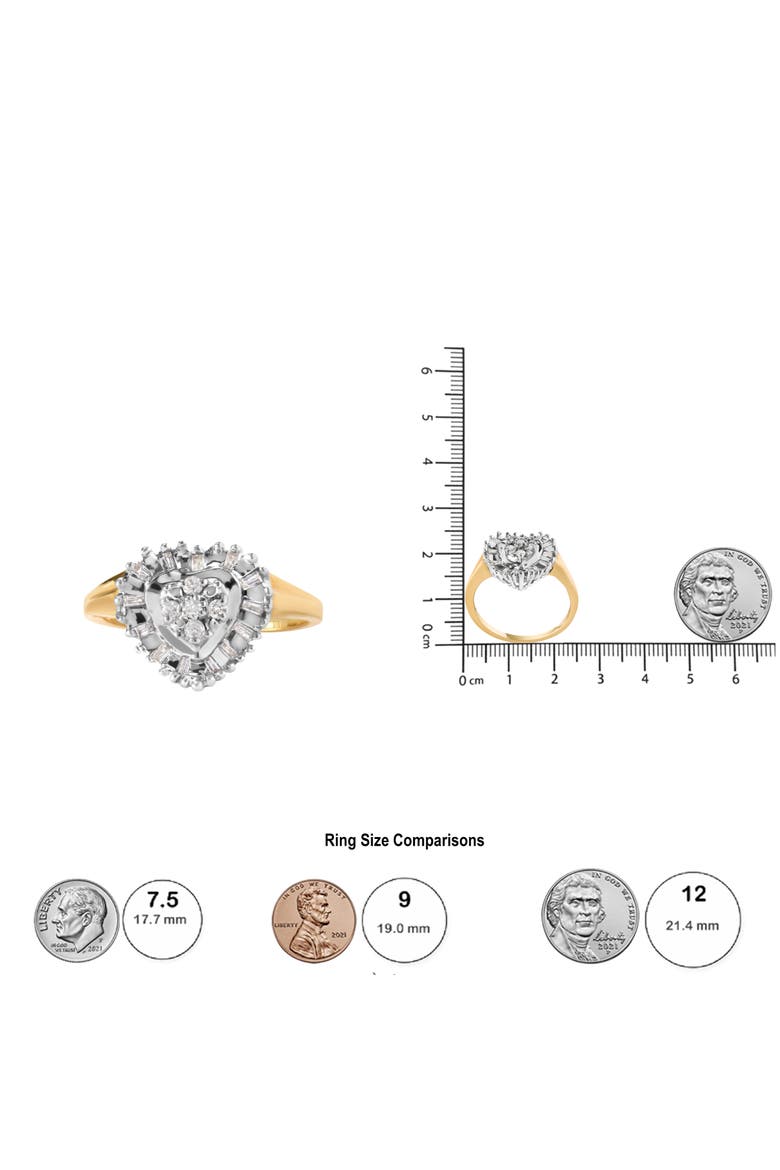 10K Yellow Gold 1/4 Cttw Diamond Heart Shape Ballerina Ring, Alternate, color, Yellow