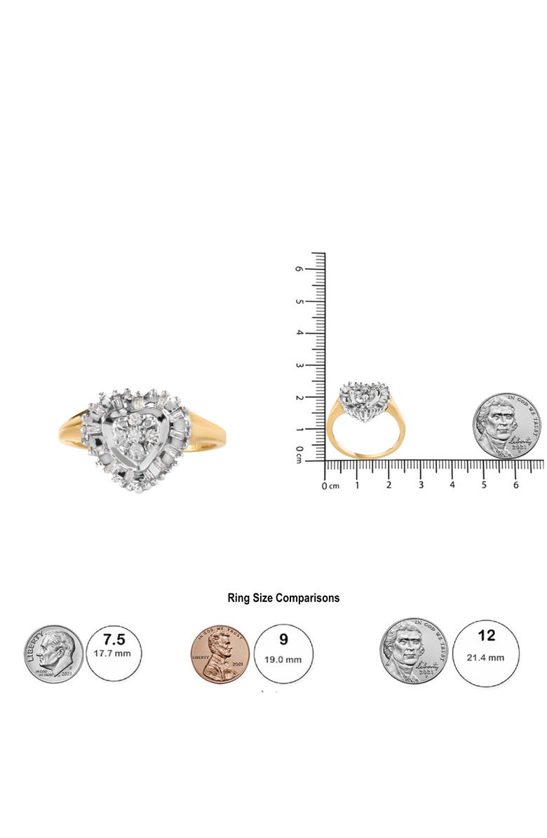 Haus of Brilliance 10K Yellow Gold 1/4 Cttw Diamond Heart Shape Ballerina Ring, Alternate, color, Yellow