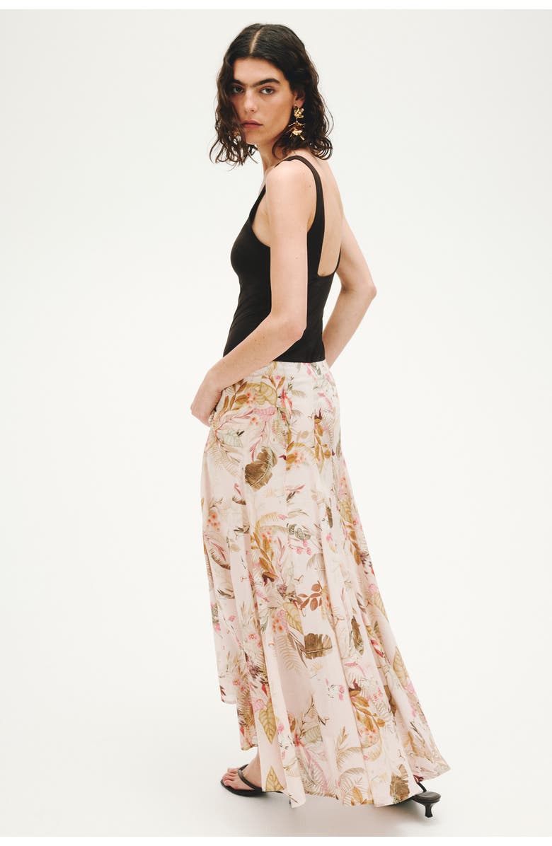 H&M Flared Viscose-blend Skirt, Alternate, color, Light Peach Pink/Floral