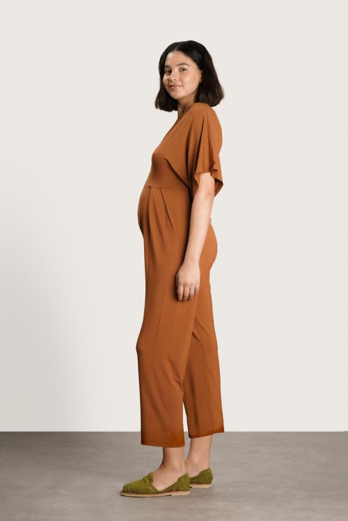 Nom Maternity Filipa Nursing Jumpsuit In Brown