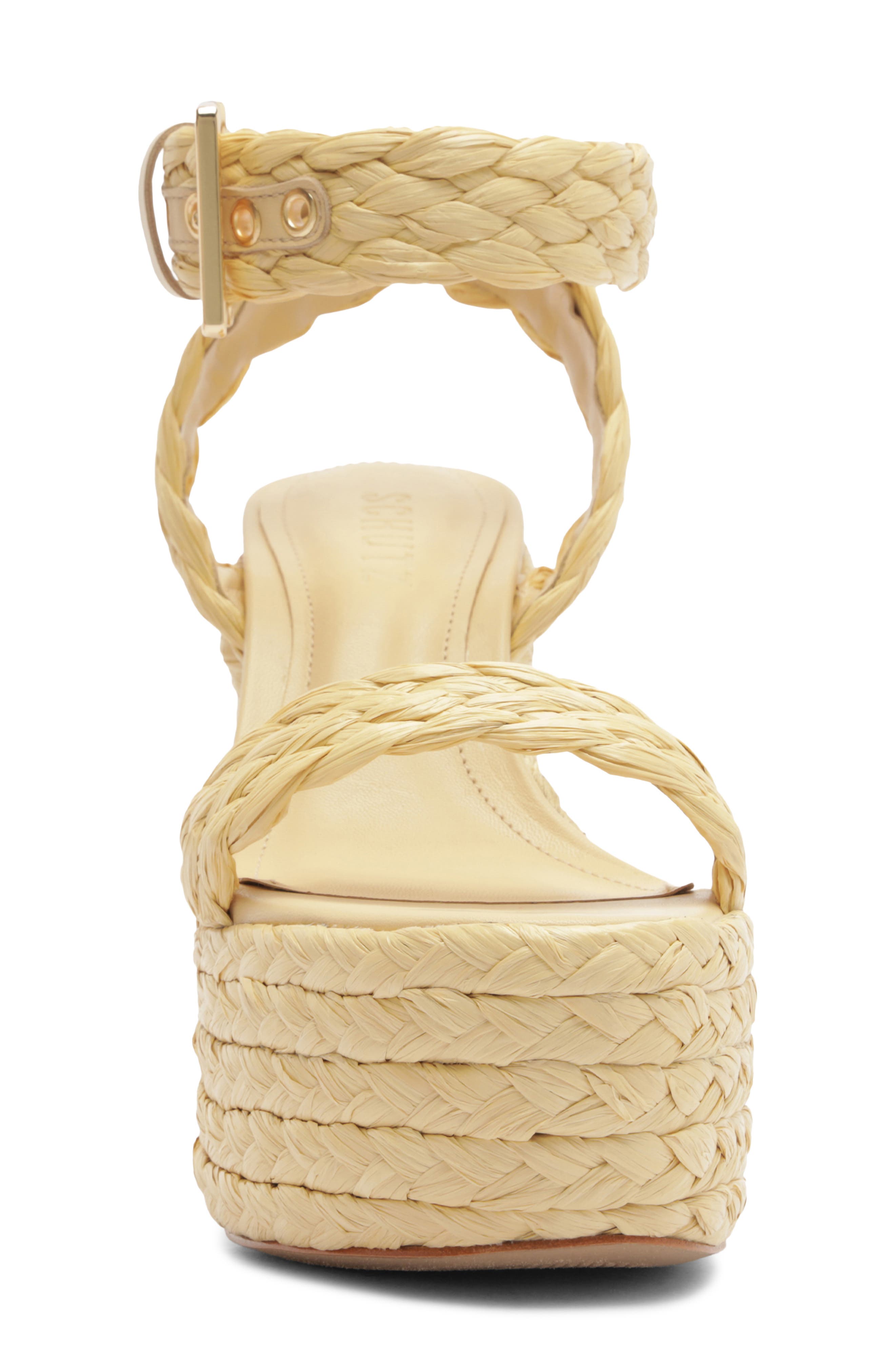 Schutz Ayana Ankle Strap Platform Sandal, Alternate, color, Palha/ Natural Nibs