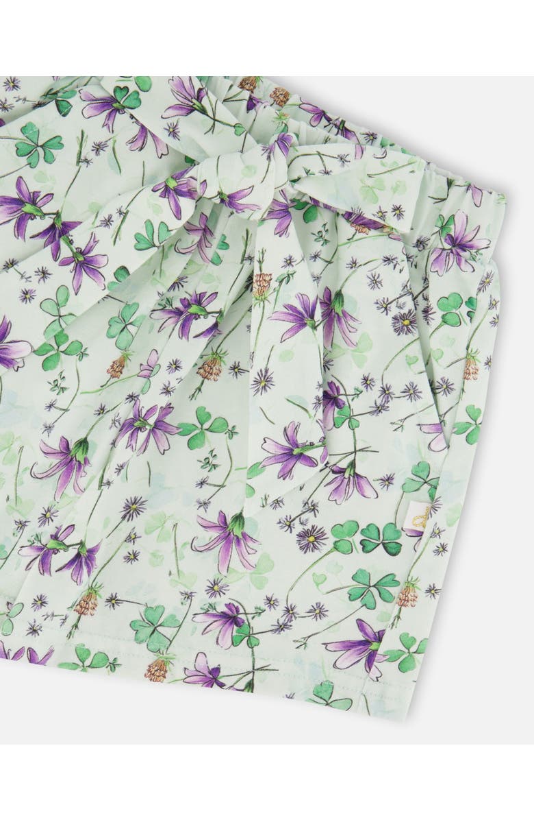 Deux par Deux Relaxed Cut Jersey Flowers Shorts, Alternate, color, Green Floral Print