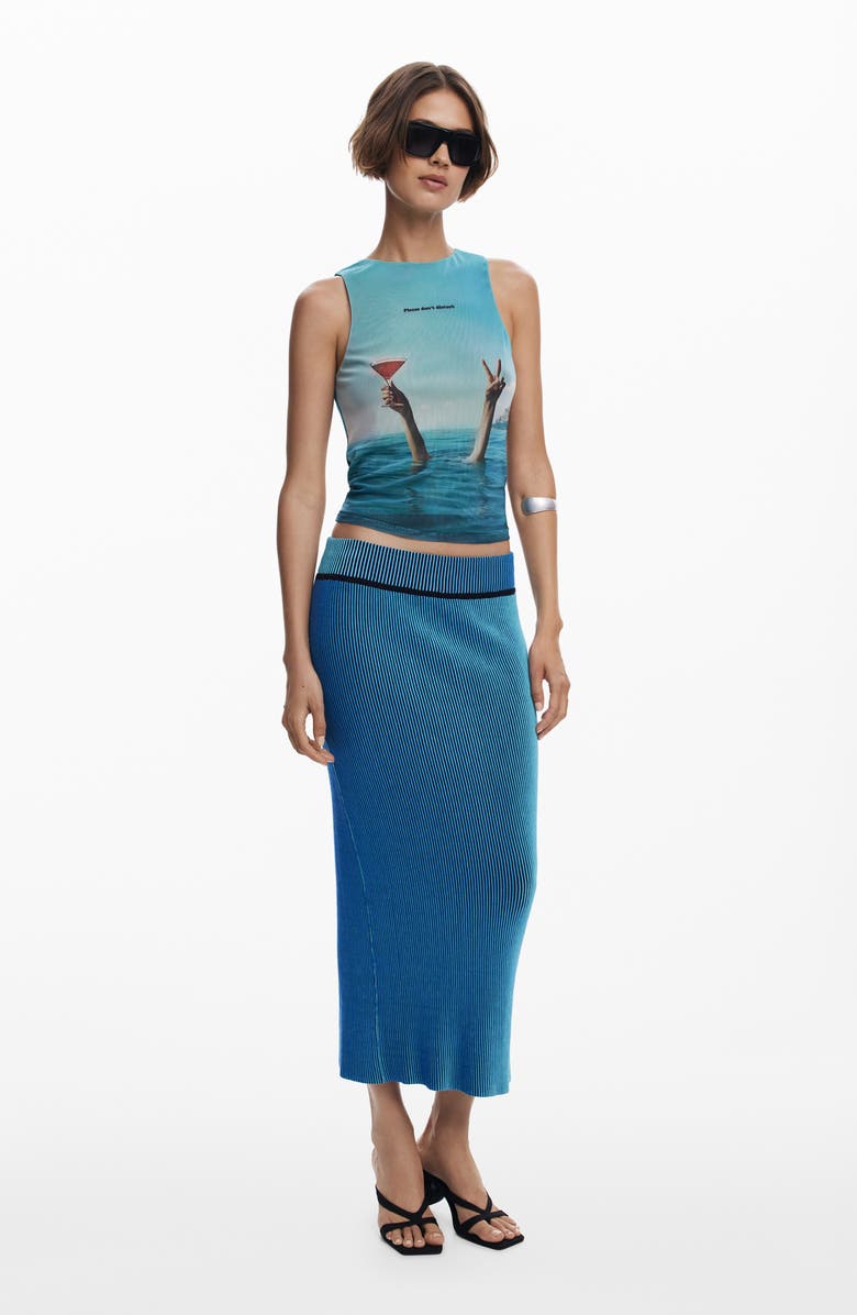 Desigual Crop Mesh Tank Top, Alternate, color, Sea