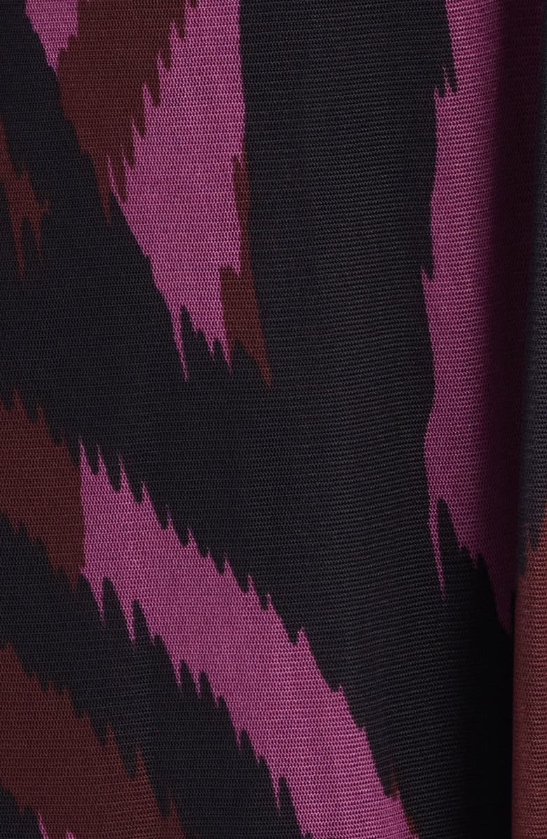 Anne Klein Abstract Print Twist Front Long Sleeve Mesh Maxi Dress, Alternate, color, Animal Stripes L230v01