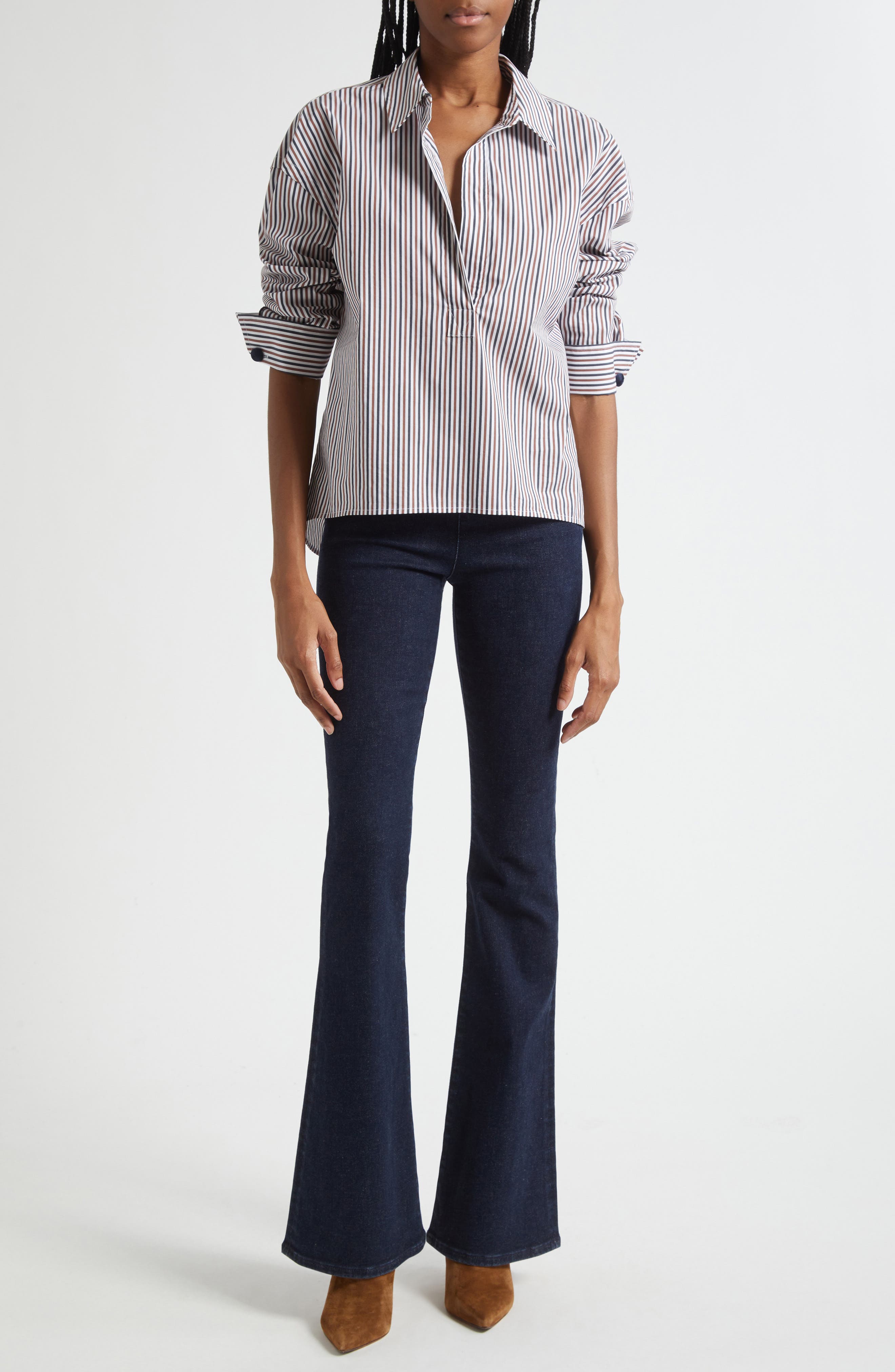 Draymond Stripe Stretch Cotton Blend Shirt - image 2