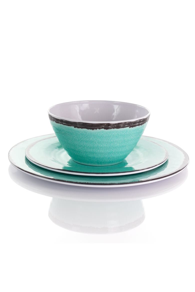 Azul Banquet 12 Piece Melamine Dinnerware Set, Alternate, color, Blue
