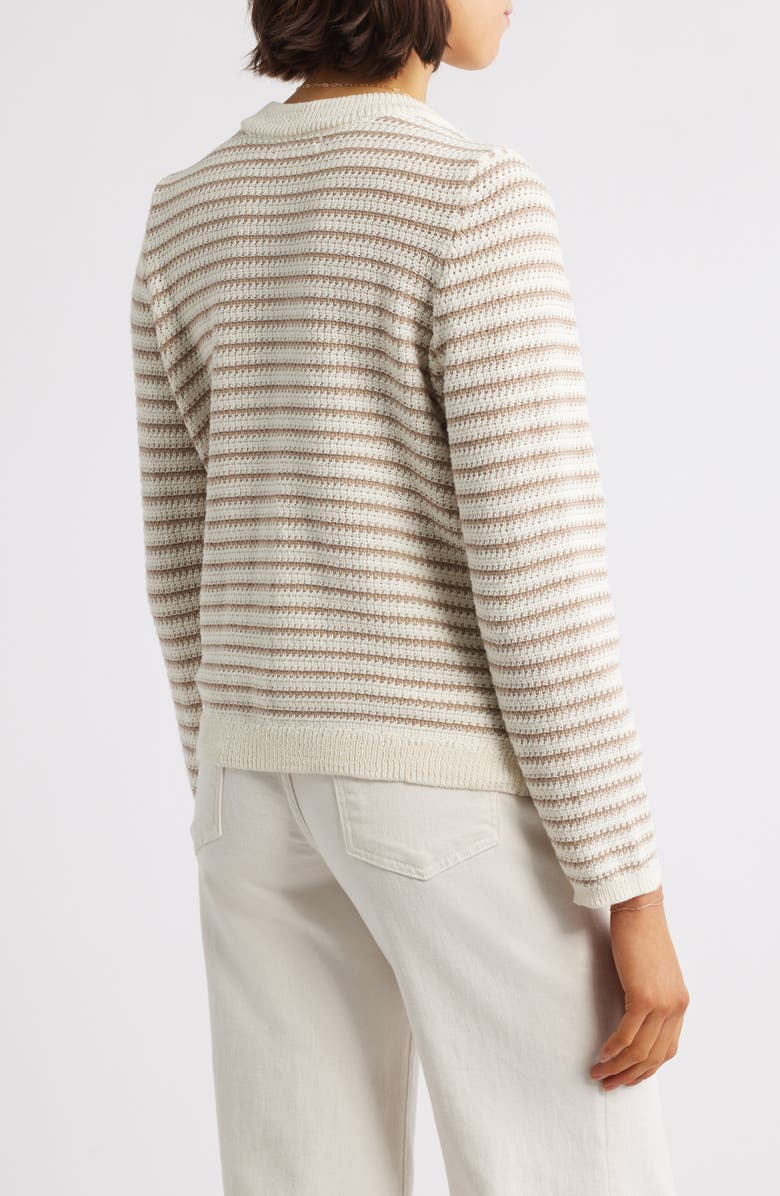 beachlunchlounge Piera Stripe Cardigan, Main, color, Khaki/Ivory