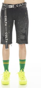Cult of Individuality Rocker Belted Denim Shorts
