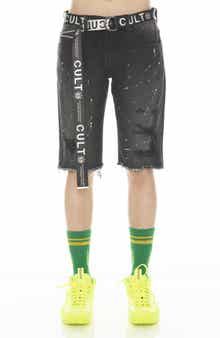 Cult of Individuality Rocker Belted Denim Shorts