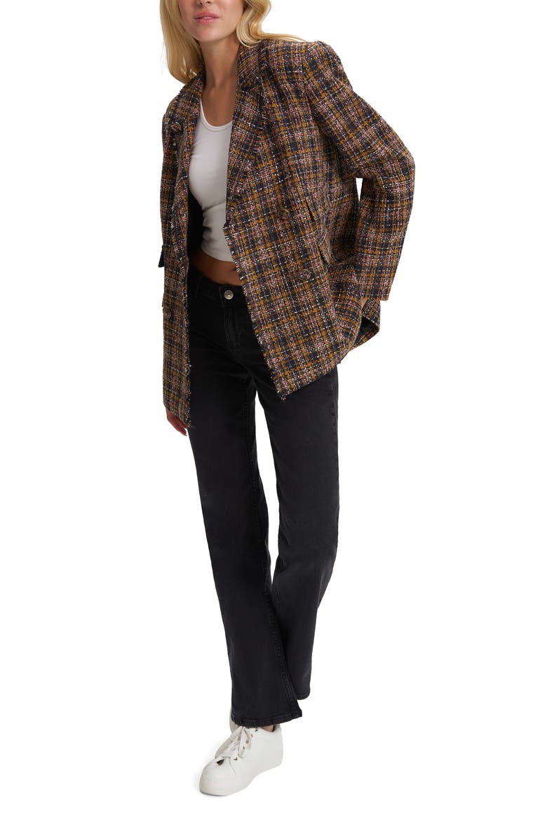 Alba Double Breasted Tweed Blazer, Alternate, color, NAVY
