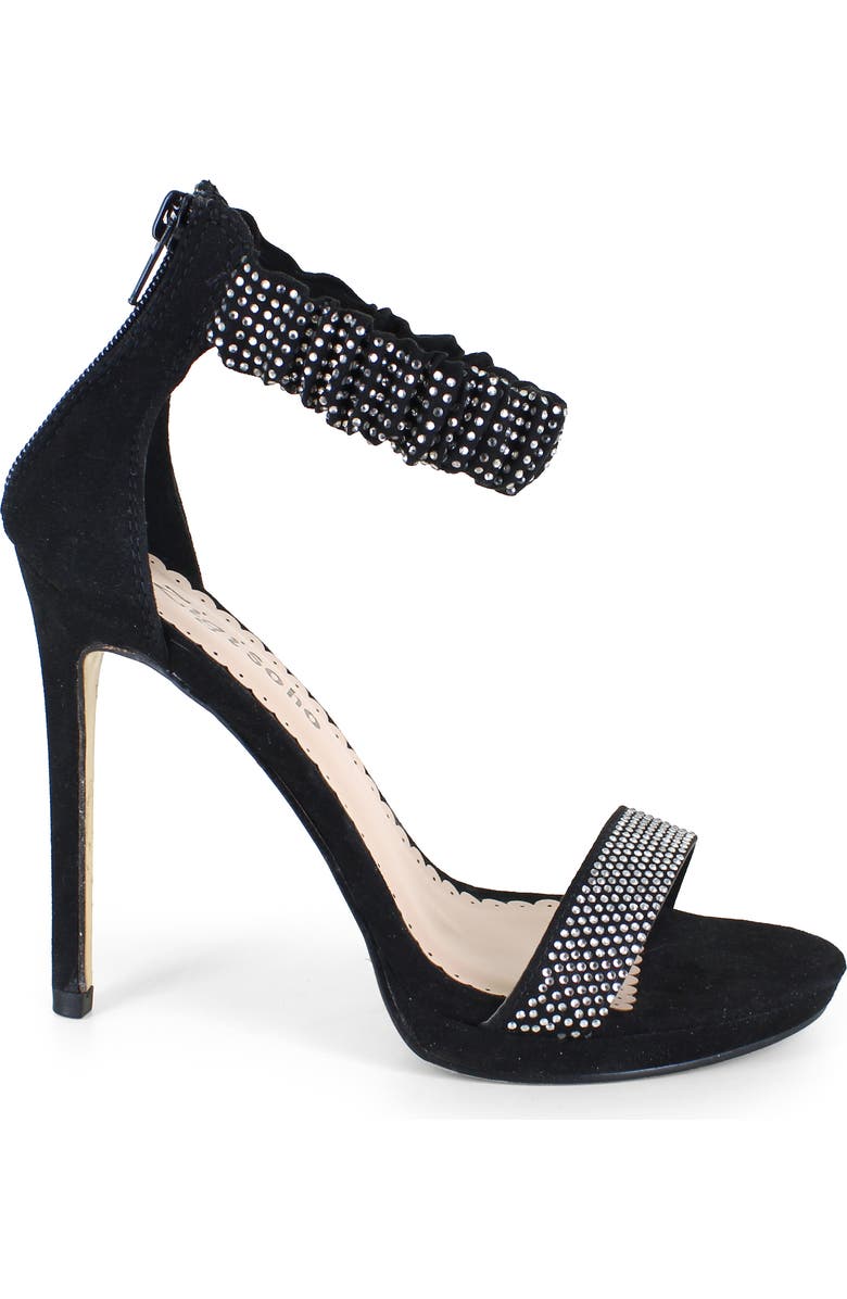 ZIGISOHO Ankle Strap Stiletto Sandal, Alternate, color, Black Suedette
