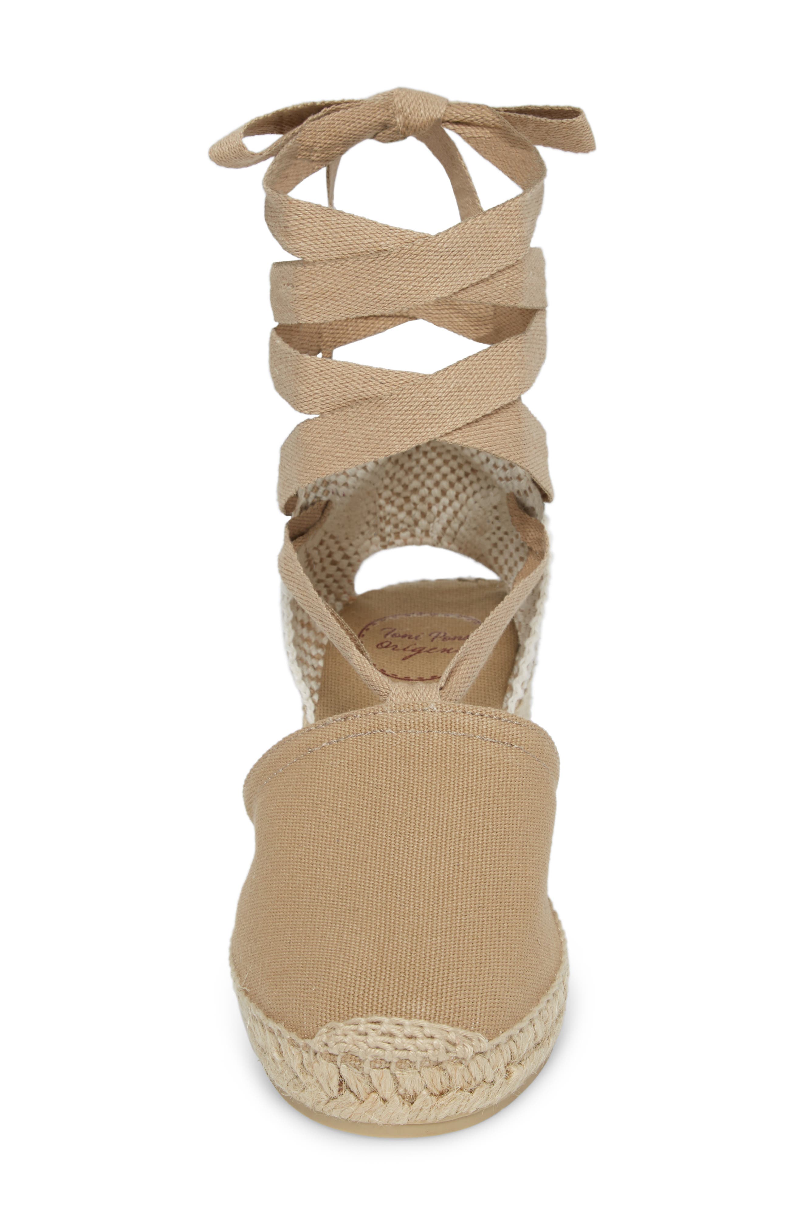 Valencia Wraparound Espadrille Wedge, Alternate, color, STONE FABRIC