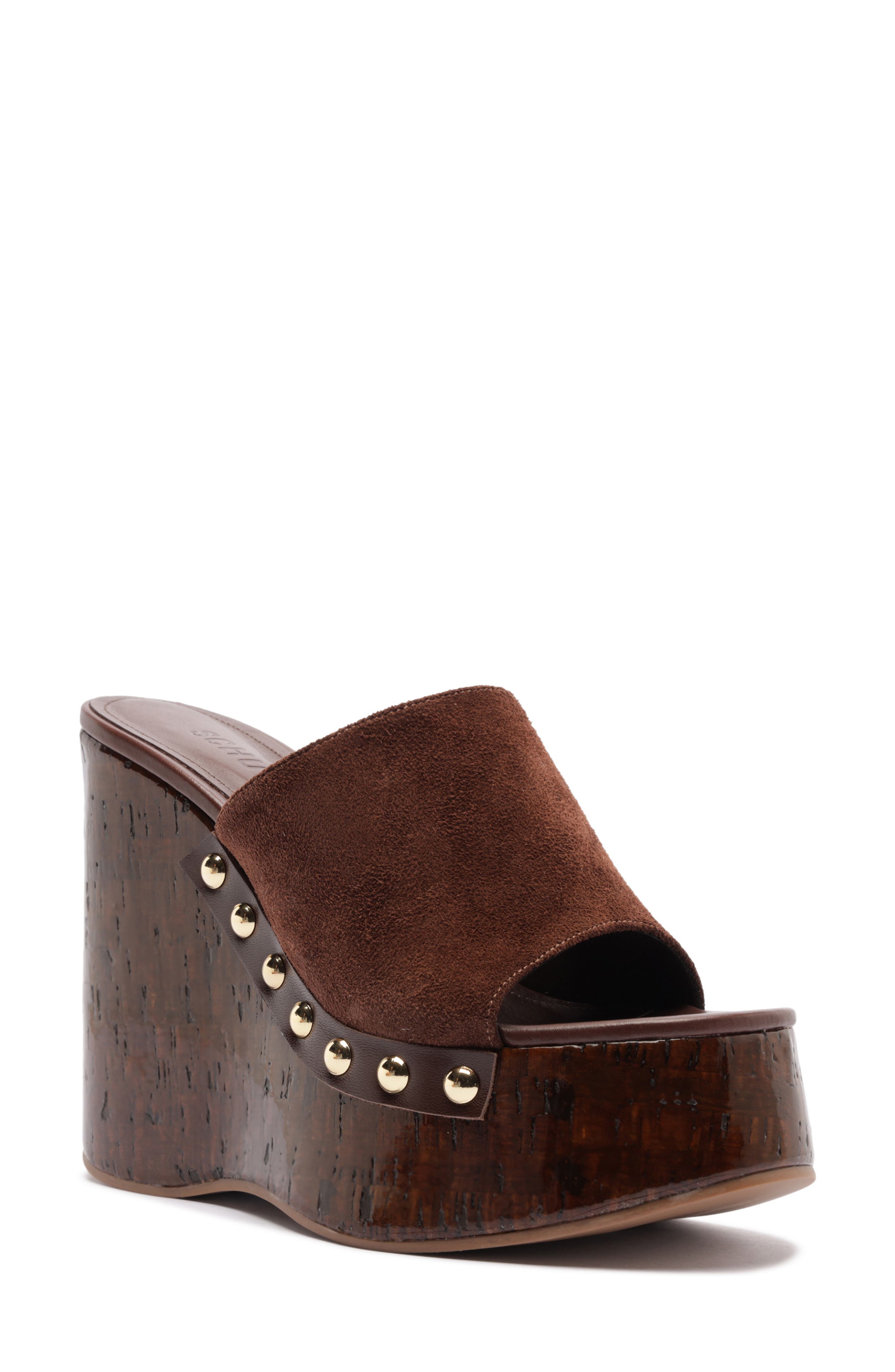 Schutz Dalle Platform Wedge Sandal, Main, color, Root Brown
