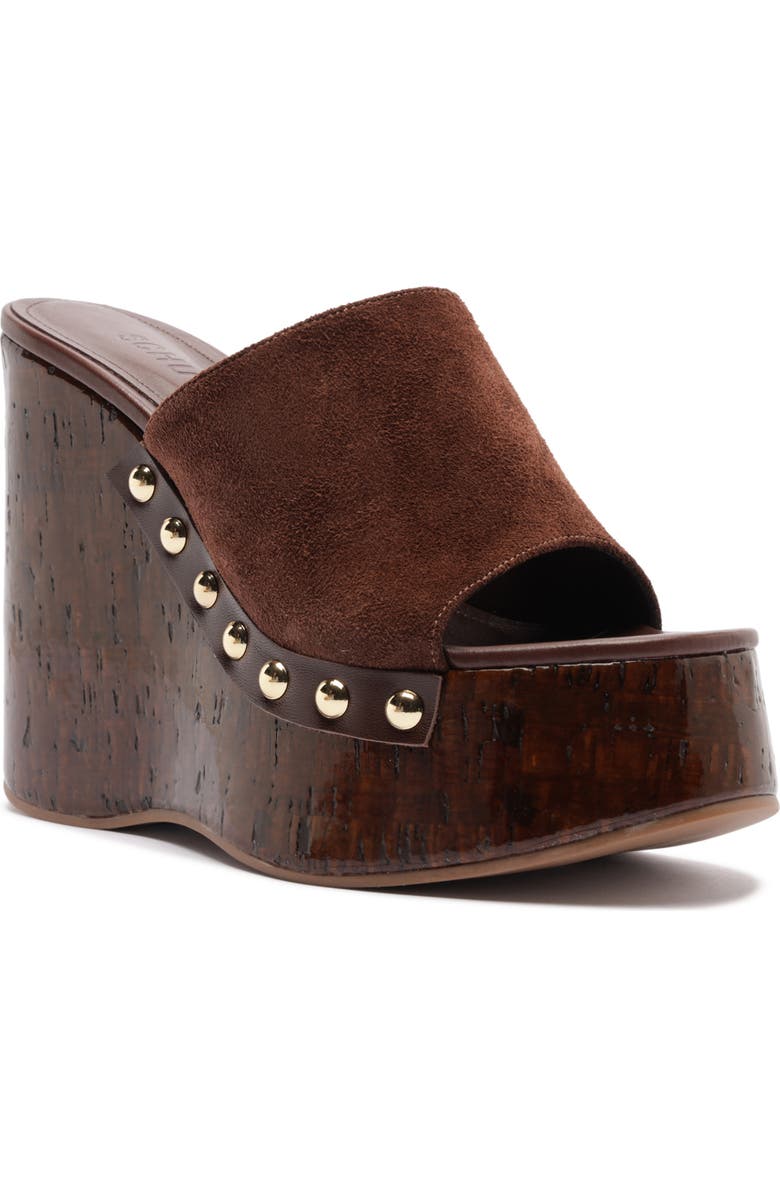 Schutz Dalle Platform Wedge Sandal, Main, color, Root Brown