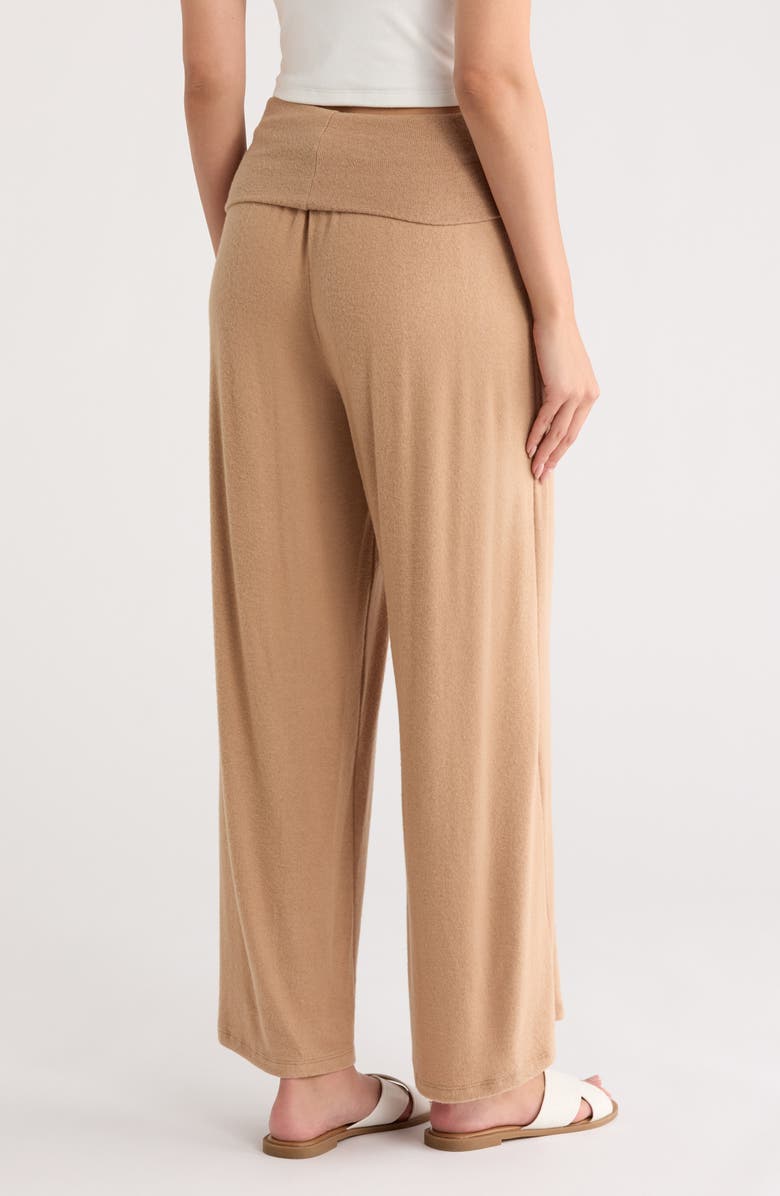 Renee C Foldover Waist Wide Leg Pants, Alternate, color, Dark Taupe