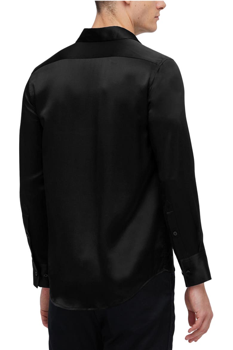 Mulberry Silk Basic Mens Shirt, Alternate, color, Black