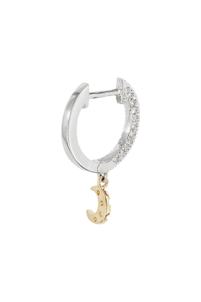 Diamond Moon Drop Huggie Hoop Earrings, Alternate, color, YELLOW