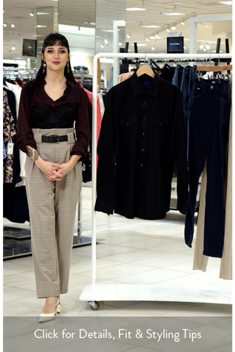 Trim Fit Black Cotton Twill Button-Up Western Shirt video