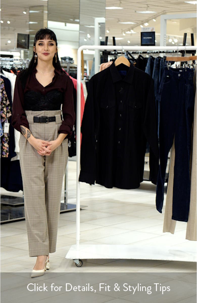 Trim Fit Black Cotton Twill Button-Up Western Shirt, sales video thumbnail