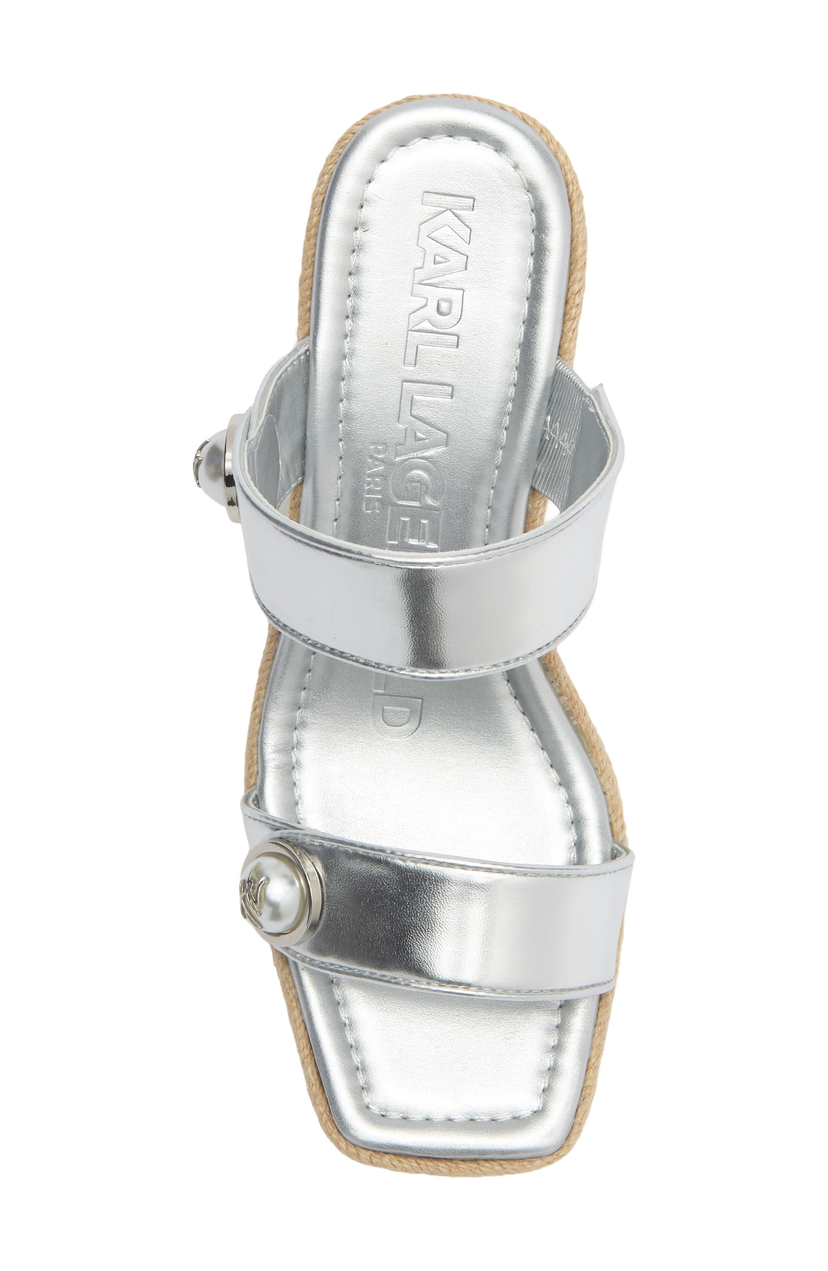 KARL LAGERFELD PARIS Carsen Wedge Espadrille Sandal, Alternate, color, Silver