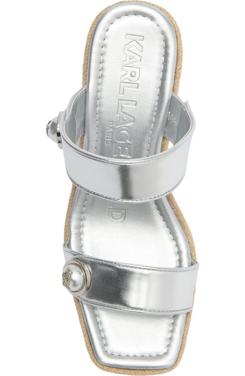 KARL LAGERFELD PARIS Carsen Wedge Espadrille Sandal, Alternate, color, Silver