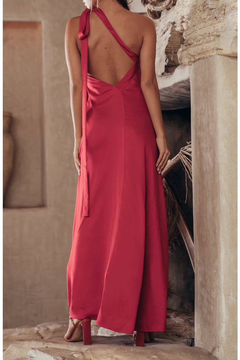 Florence One-Shoulder Gown, Alternate, color, PEONY