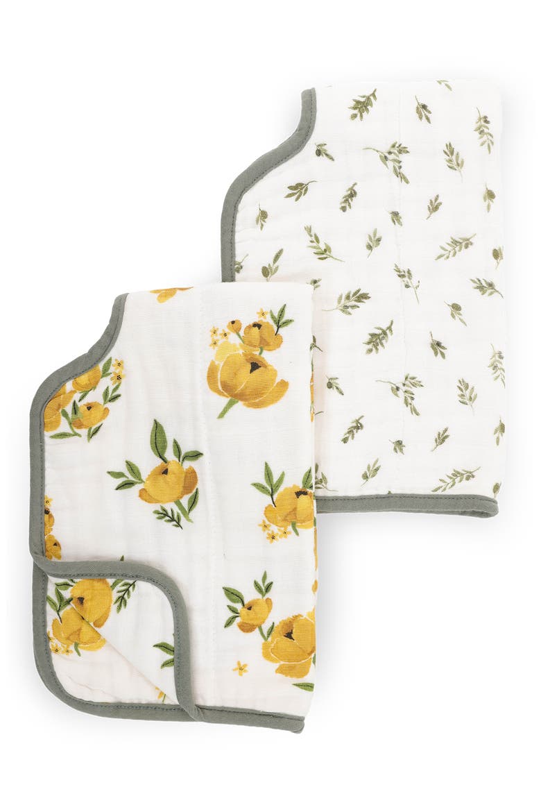 Organic Cotton Muslin Burp Cloth, Alternate, color, YELLOW ROSES